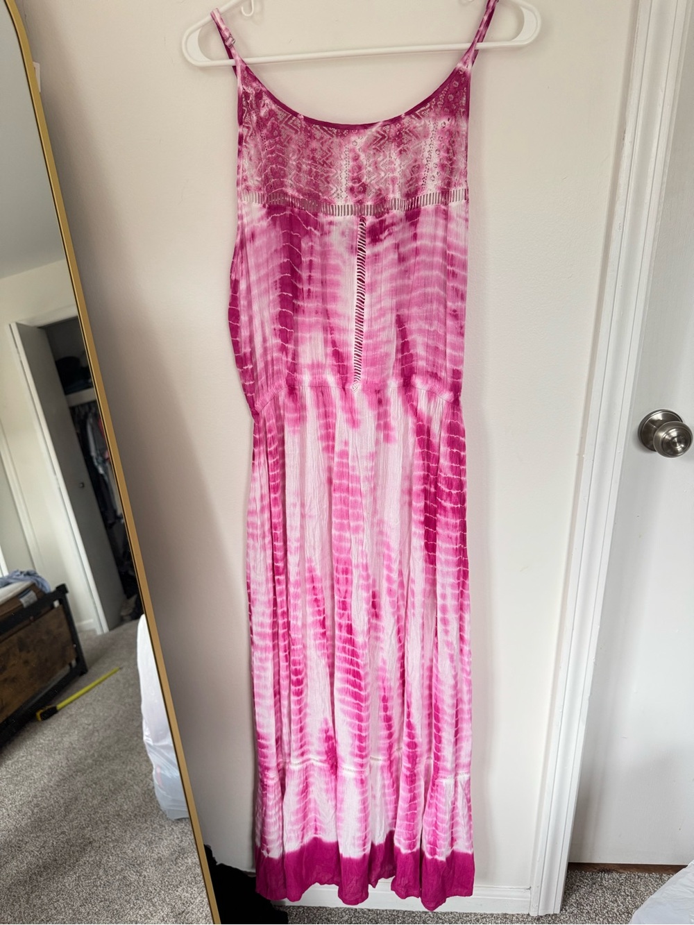 Charlie Paige Pink Tie Dye Maxi Swim Cover Up Dress Boho Resort